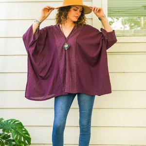 Mangosteen Raw Natural Cotton Gauze Oversized Blouse, Cotton Tops, Cotton Tunic, Boho Shirt, Boho Clothing
