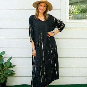 Midnight Cascade | Hand Dyed Dress / Boho Maxi Dress / Tie Dye SunDress / Boho Clothing / Summer Tie Dye Dress / Tie Dye Clothing