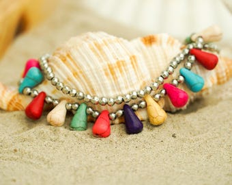 Pulsera estilo boho Carnival Drop, pulsera playera, pulsera hippie, pulseras hechas a mano, regalo para ella, idea de regalo
