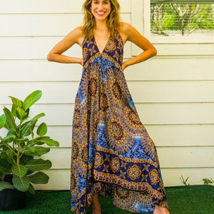 Mandala Boho Maxi Dress, Beach SunDress, Summer Dress, Boho Clothing, Vacation Dress