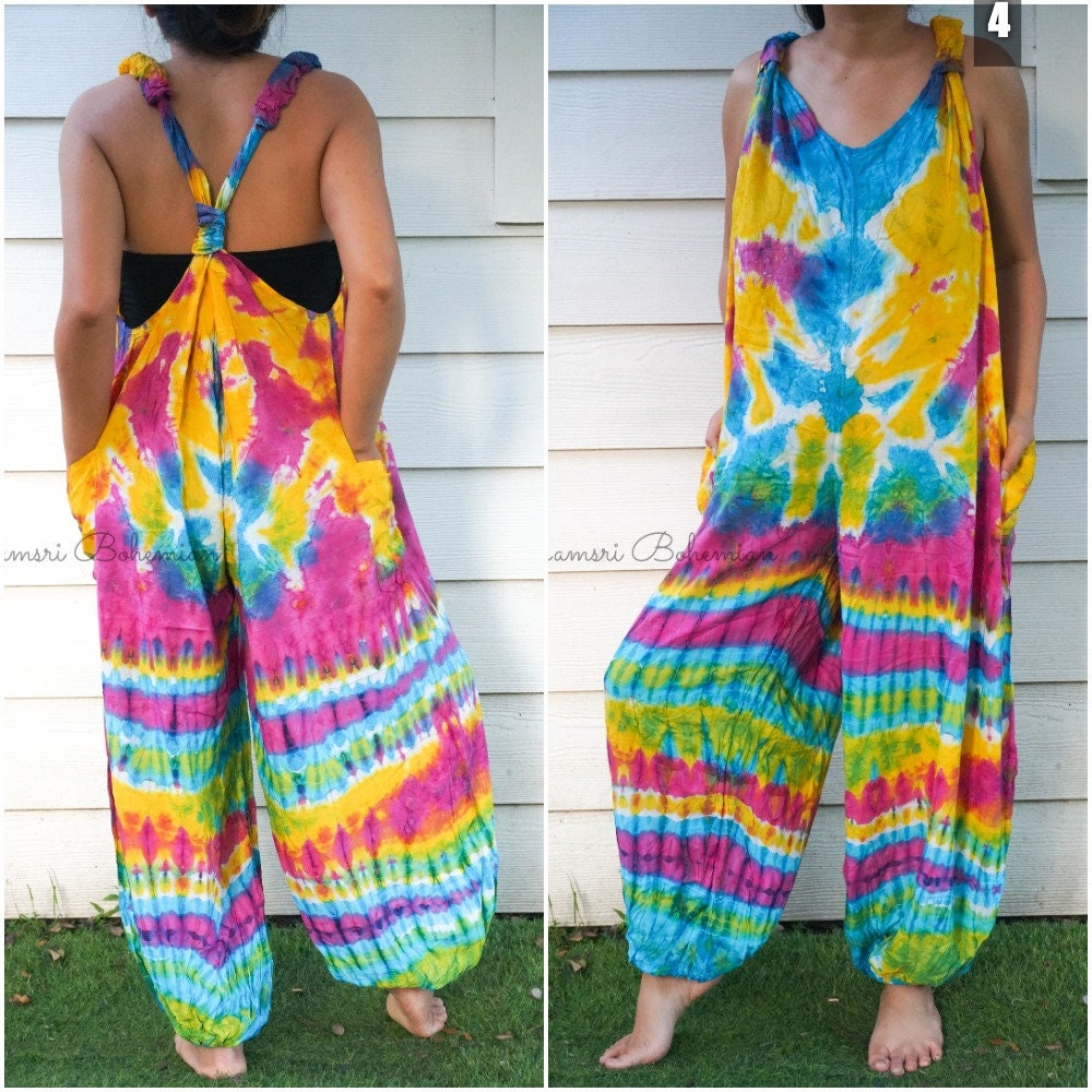 Tie Dye Dungarees Overalls Jumpsuit Tie Dye Romper Hippie | Etsy