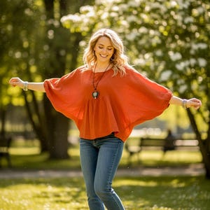 Raw Natural Cotton Gauze Blouse, Uneven Hemline Puff Sleeve Loose Cotton Summer Top, Boho Shirt, Boho Clothing