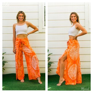 Hand Dyed Palazzo Harem Flow Pants, Wrap Pants-Open Flow, Shibori Genie Pants, Bohemian Flow Pants, Tie Dye Festival Pants Marisol