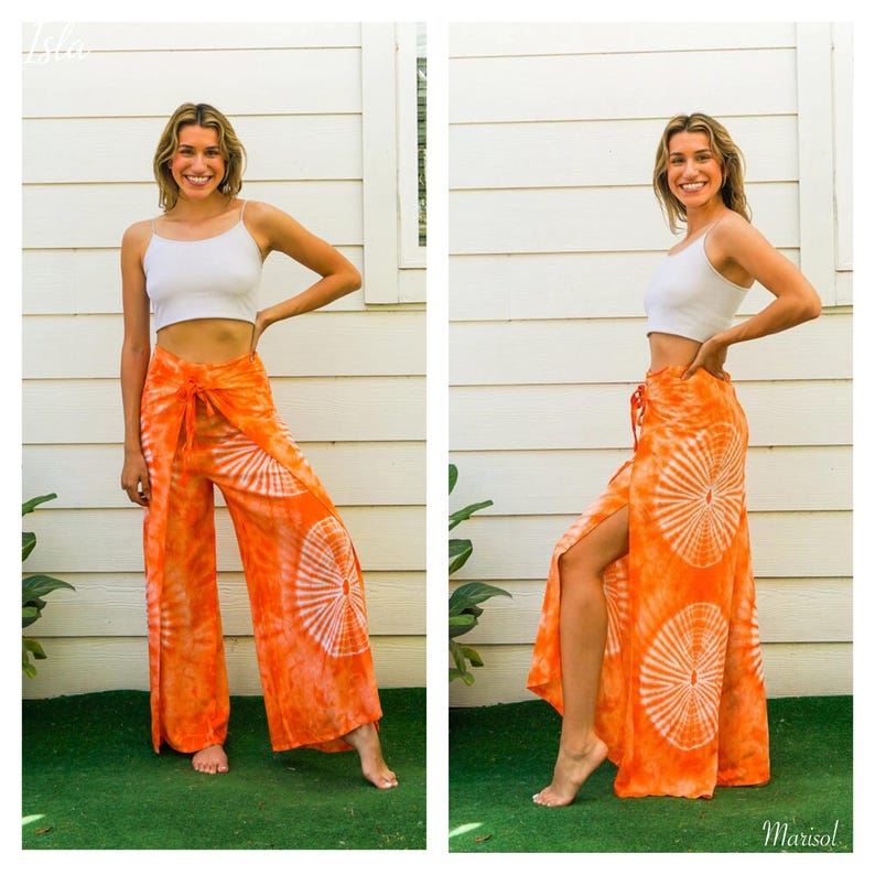 Hand Dyed Palazzo Harem Flow Pants, Wrap Pants-Open Flow, Shibori Genie Pants, Bohemian Flow Pants, Tie Dye Festival Pants Marisol