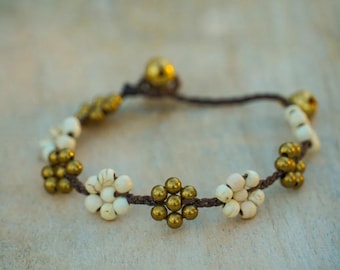 Pulsera tobillera de macramé Flor del Desierto, Pulsera tobillera hippie, Pulseras y tobilleras hechas a mano, Regalo de joyería para ella, Idea de regalo