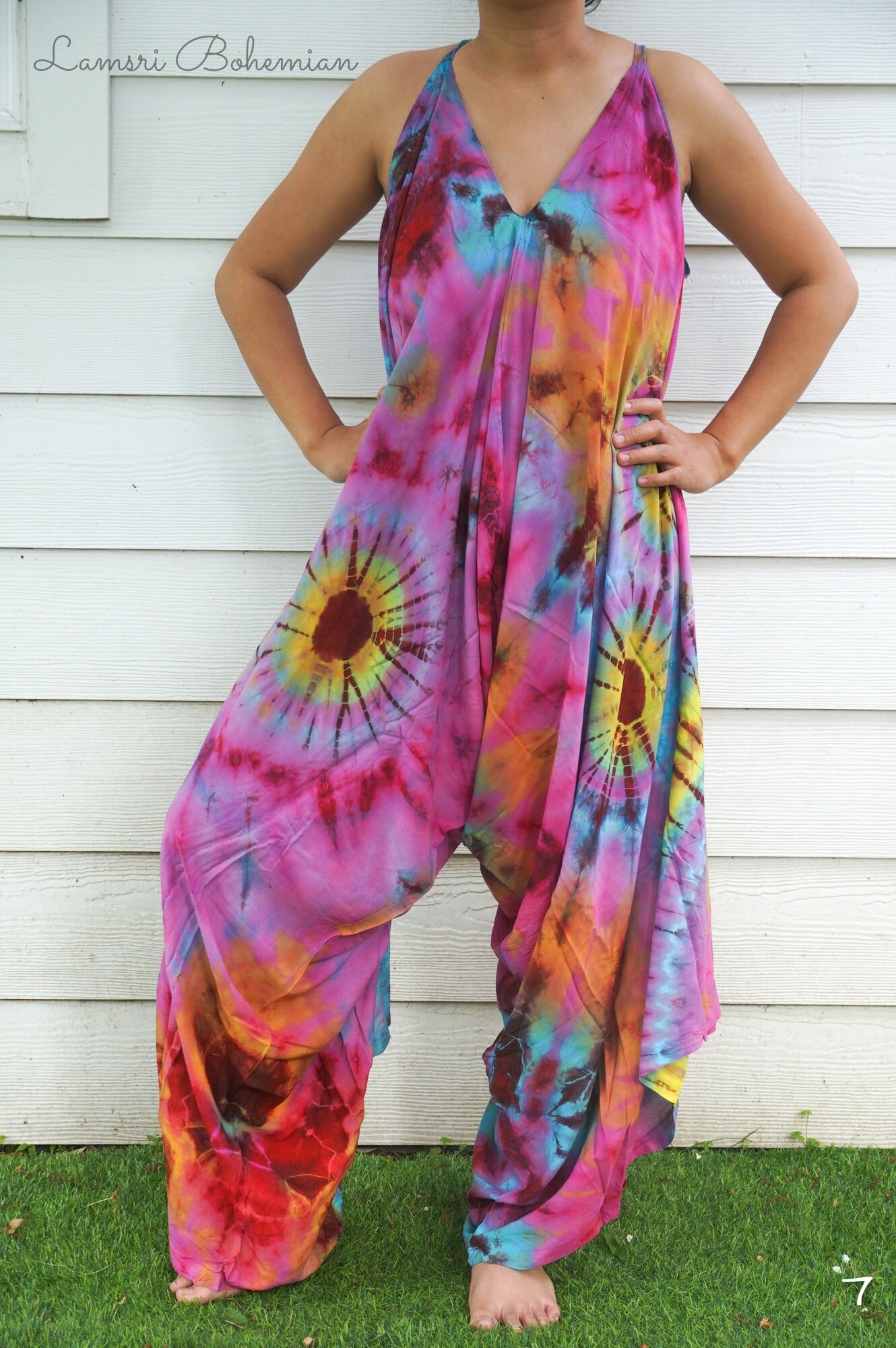 Tie Dye Hippie Jumpsuits Rompers Pants Hippie Jumper Wide Etsy
