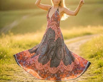 paisley boho dress CUPSHE Women's Plunging V Neck Beach Dress Short Bubble Sleeve Back Tie Waist Tie Maxi Summer Dresses, Teal Pink XS at Amazon Women's Clothing store