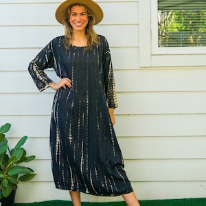 Midnight Radiance | Hand Dyed Dress / Boho Maxi Dress / Tie Dye SunDress / Boho Clothing / Summer Tie Dye Dress / Tie Dye Clothing