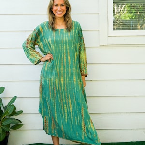 Forest Cascade | Hand Dyed Dress / Boho Maxi Dress / Tie Dye SunDress / Boho Clothing / Summer Tie Dye Dress / Tie Dye Clothing