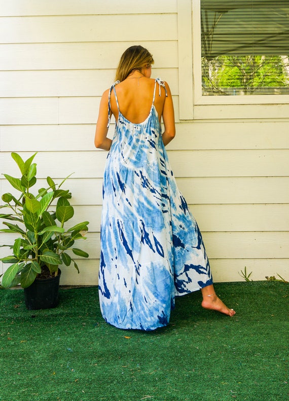 Ocean Whisper Flow | Boho Tiered Maxi Dress, Hand Dyed Dress, Beach  Sundress, Summer Dress, Tie Dye Clothing, Vacation Dress - Etsy