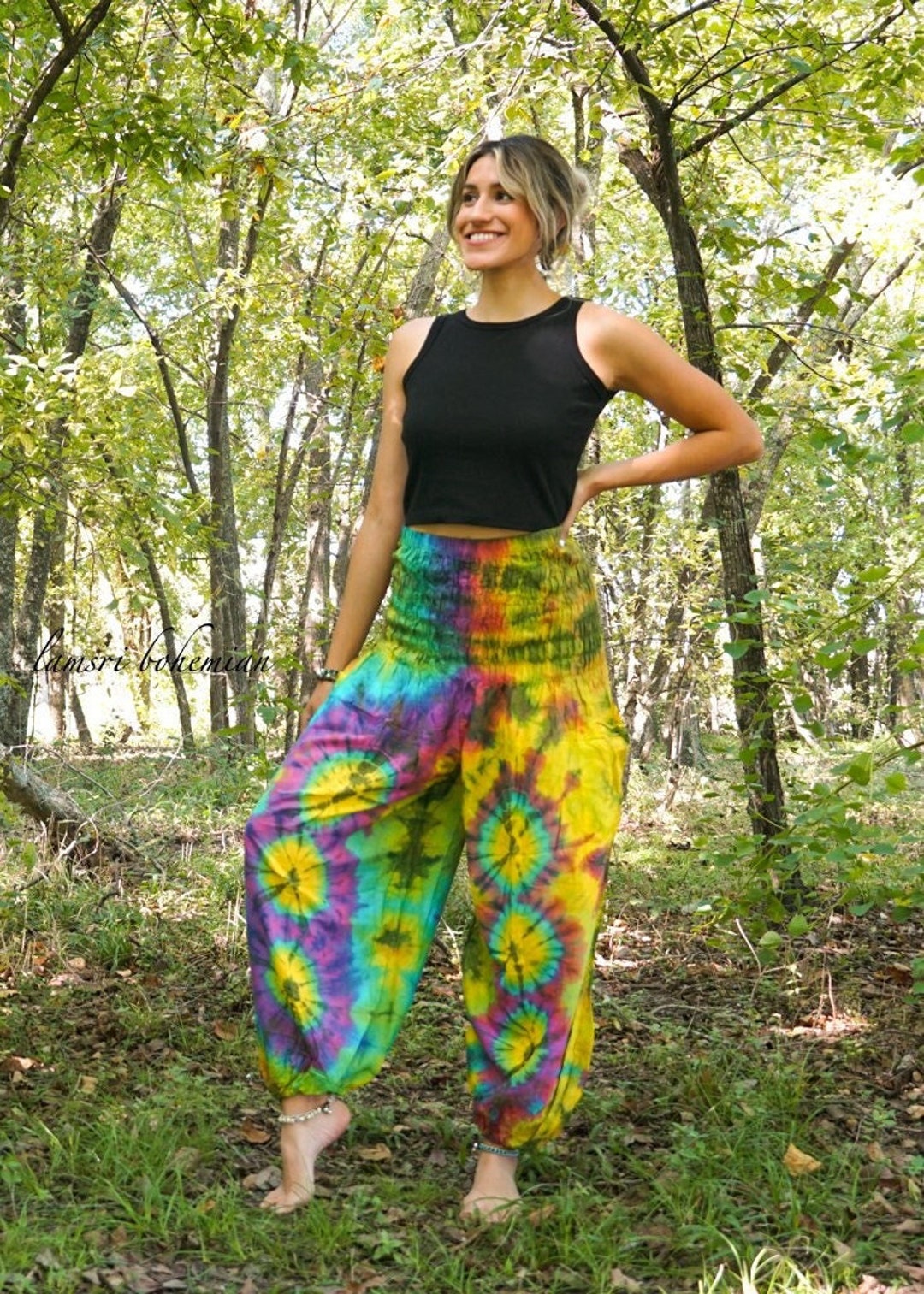 【COLOR iN ID】Lati Hippie Overfit Pants Hand Dyed Harem Hippie Pants, Lounge Pants, Tie Dye Baggy