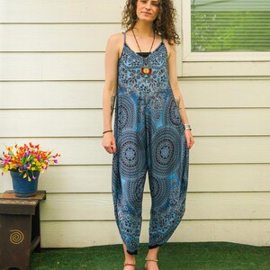 Mandala Sky Jumpsuit Rompers Pants, Wide Leg Summer Jumpsuit, Yoga Harem Pants Jumpsuit, Loungewear