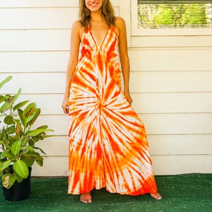 Sunset Whirl | Boho Maxi Dress, Tie Dye Dress, Beach SunDress, Summer Dress, Tie Dye Clothing, Vacation Dress