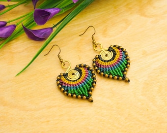 Micro Macrame Boho Earrings, Handmade Earrings, Hippie Earrings, Gift for Her