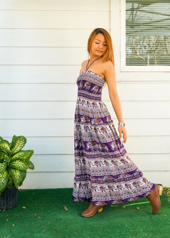 Purple Elephant Tiered Maxi Dress, Boho Sundress, Halter Top Dress, Boho Wedding Dress, Boho Clothing, Bohemian Dress, Summer Dress - Etsy Purple Elephant Tiered Maxi Dress, Boho Sundress, Halter Top Dress, Boho Wedding Dress, Boho Clothing, Bohemian Dress, Summer Dress - Etsy