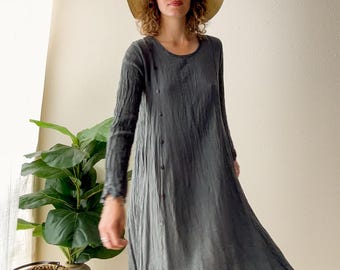 gauze dress long sleeve Puff Sleeve Gauze Dress