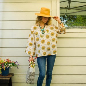 Blusa Boho Sol y Luna, Camisa Celestial, Tops Boho, Ropa Boho
