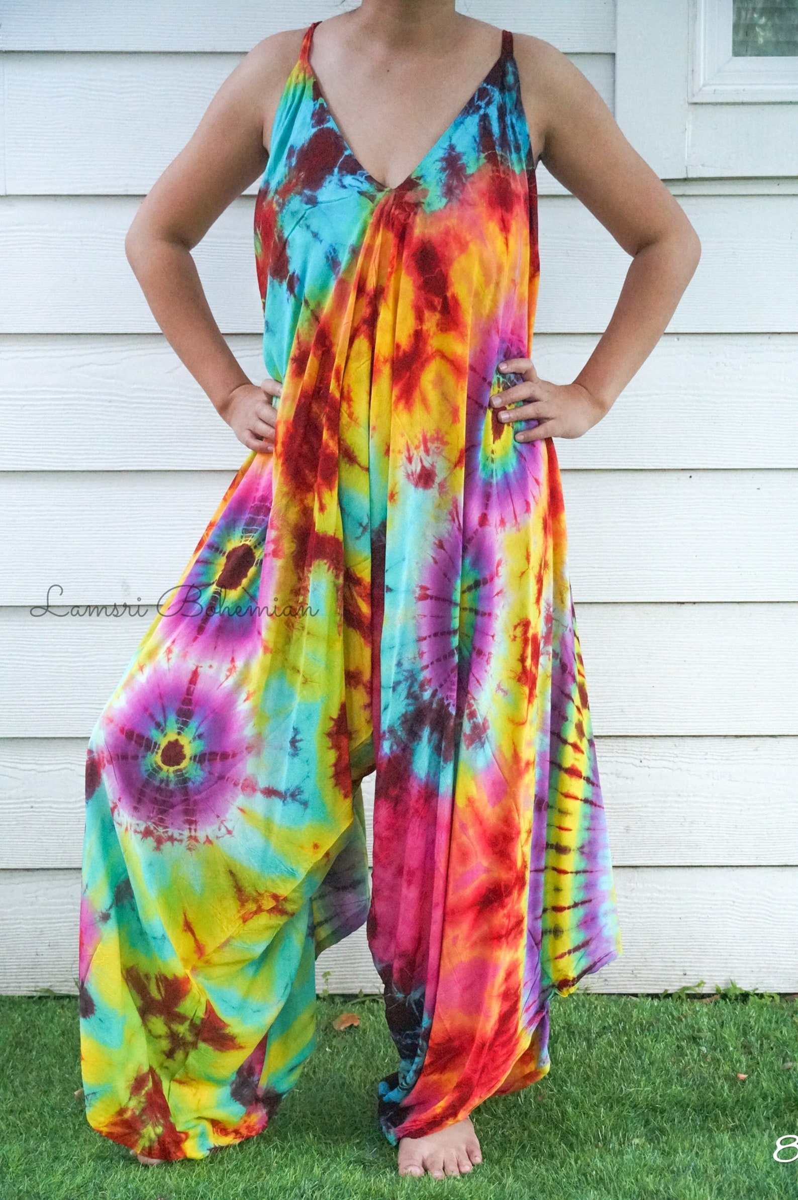 Tie Dye Hippie Jumpsuits Rompers Pants Hippie Overalls Wide | Etsy