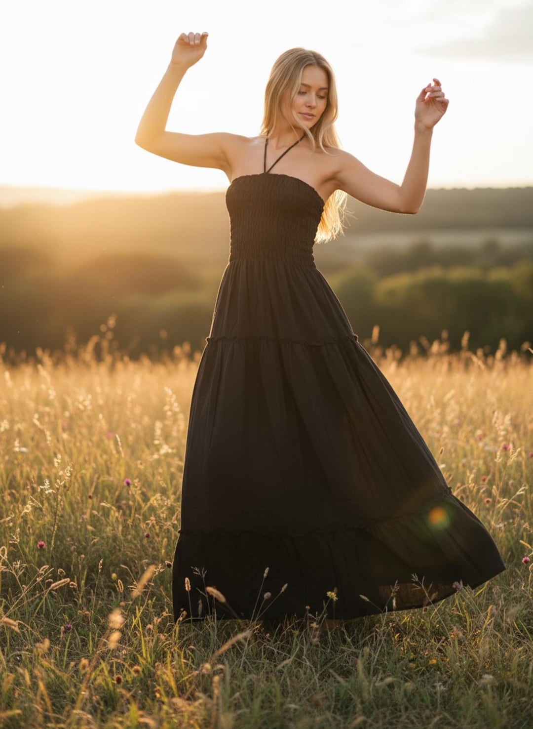 long sleeve black velvet dress Black Velvet Dress With Belt LARGE