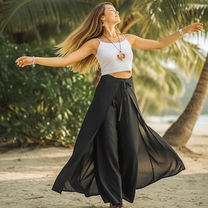 Spodnie palazzo, spodnie boho, spodnie plażowe, spodnie haremowe, spodnie open flow genie, spodnie boho flow, spodnie do tańca brzucha