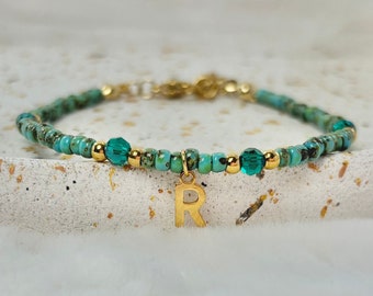Bracelets for women, Initial bracelet, Letter bead bracelet, Monogram bracelet, Personalized gift for Her, Water resistant,Mother's Day gift