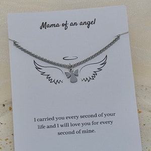 Collar de mamá de un ángel, collar conmemorativo de aborto espontáneo, joyería resistente al agua, antideslustre, collar de mortinato, pérdida del embarazo, regalo de duelo