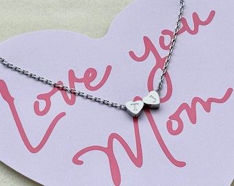 Mother's Day necklace, Initial necklace, Love you mom, Monogram necklace, Gift for mom,Heart charm necklace,Personalized gift,Christmas gift