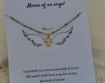 Mama of an angel necklace, Miscarriage Memorial necklace, Waterproof jewelry,Anti tarnish,Stillborn necklace,Pregnancy Loss,Bereavement Gift