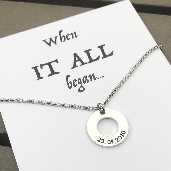 Datum ketting,relatie cadeau,datum ketting,jubileum ketting mannen,cadeau voor vrouwen, jubileumkaart,eenjarig jubileum cadeau