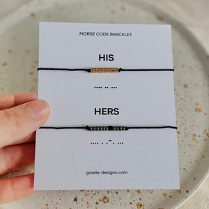 Custom Morse Code Bracelet Set: His and Hers Matching Jewelry