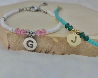 Initial birthstone bracelet, Letter bracelet,Personalized gift,Monogram Bracelet,Waterproof jewelry,Christmas gift for mom,Mother's day gift