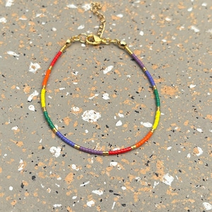 Minimalist Statement: Rainbow Accessory for LGBTQ Support - Pride 2025 - Rainbow Jewelry - Subtle Statement - Colorful Beaded Bracelet