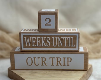 Vacation countdown wooden blocks, Holiday countdown, Days until vacation,Adventure count down,Months until,Nights weeks until,Christmas gift