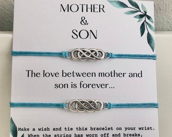 Mother and Son Bracelet Set,Make A Wish,Matching Bracelets,Infinity Love,Mom  Gift,Mama En Zoon,Mom From Son,Mother Son Gift,Christmas Gift