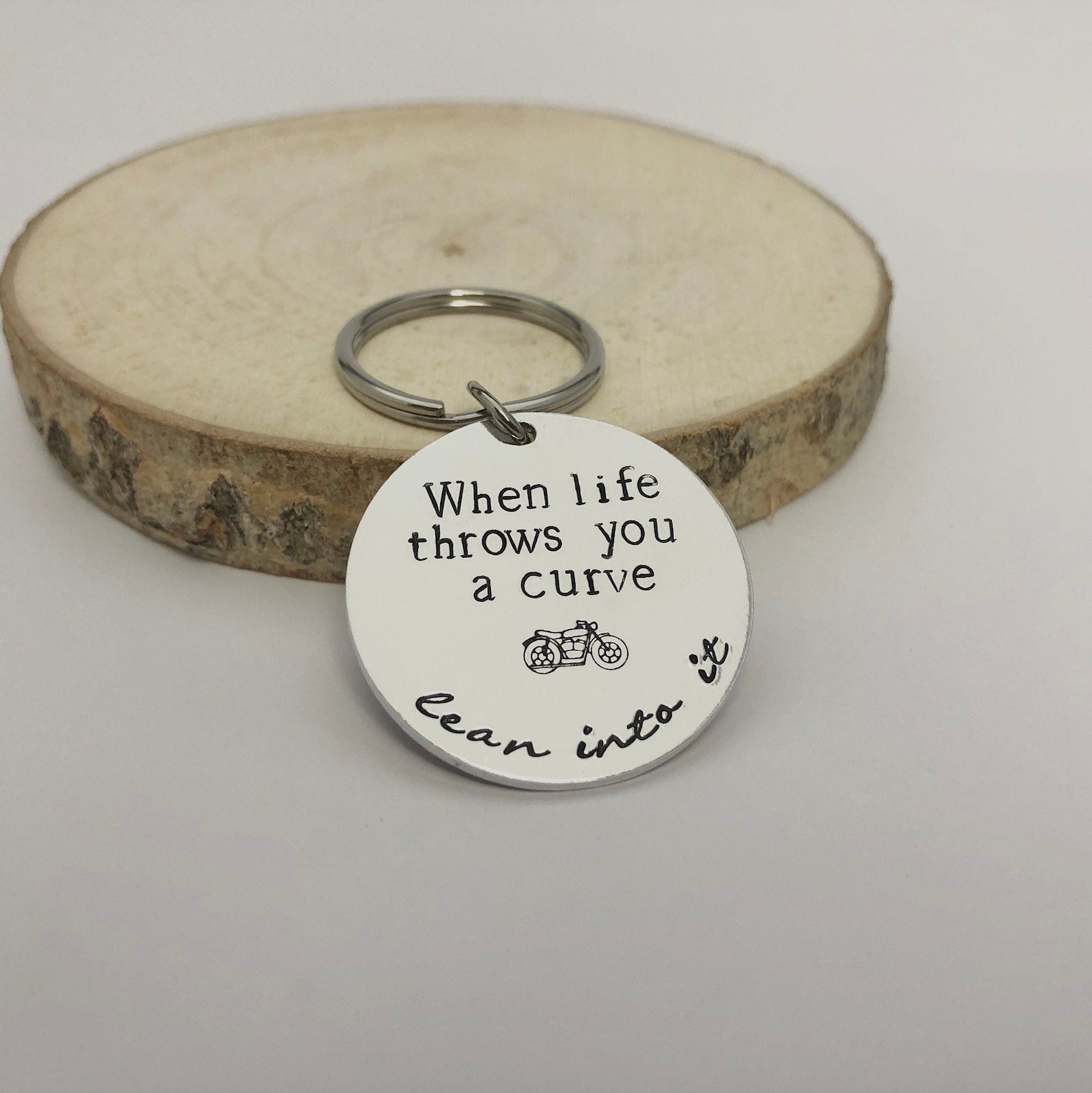 When Life Throws You a Curve Lean Into It Keychainbike Lover Etsy