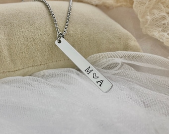 Personalized Bar Necklace, Name Necklace, Anti tarnish, Waterproof jewelry, Wife birthday gift,Initials Necklace,Mother's day,Christmas gift