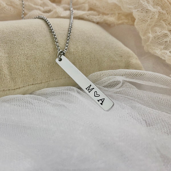 Personalized Bar Necklace, Name Necklace, Anti tarnish, Waterproof jewelry, Wife birthday gift,Initials Necklace,Mother's day,Christmas gift