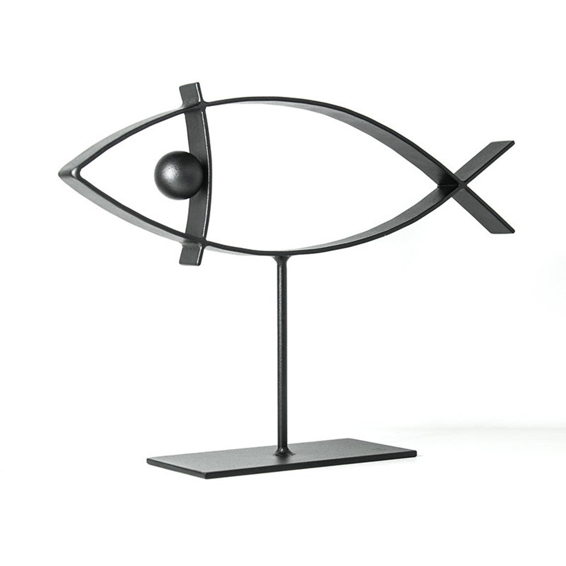Metal Fish Sculpture, Minimalist Fish Decor, Contemporary Metal Art