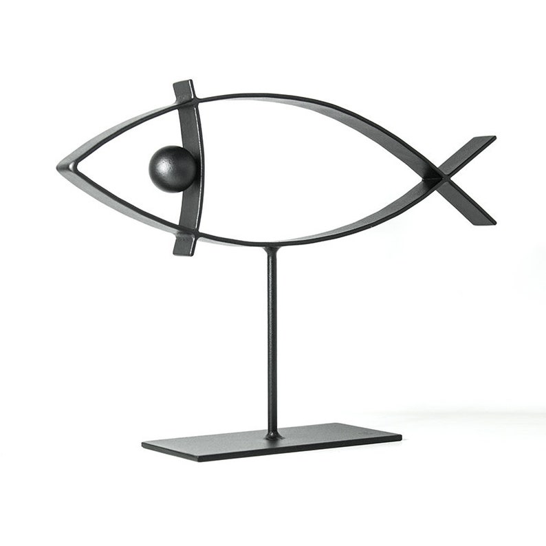 Metal Fish Sculpture Minimalist Fish Decor Contemporary Etsy