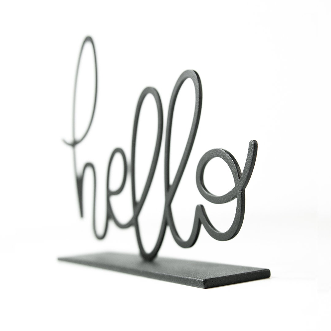 Hello Sign Decor Metal Words Tabletop Sign Kids Decor Etsy