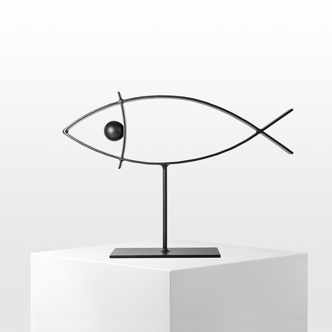 Metal Fish Sculpture Minimalist Fish Decor Contemporary Etsy