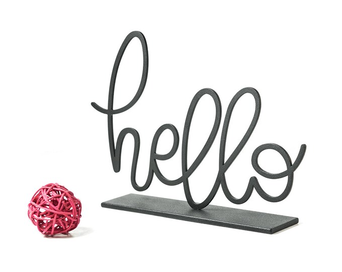 Hello Sign Decor Metal Words Tabletop Sign Kids Decor Etsy