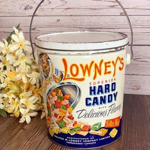 Vintage 1950s Lowney&#39;s Superior Hard Candy 5lbs Tin