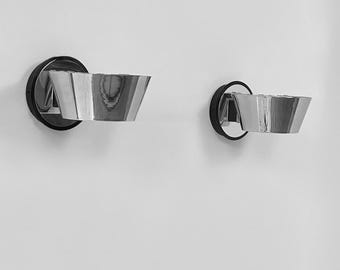 Paar Vintage-Wandleuchten, Chrom und Milchglas, Frankreich, 1970