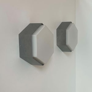 Pair of vintage opaline and metal wall lights, Raak Holland 1970