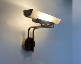 Brass and sandblasted glass wall light, France, 1970