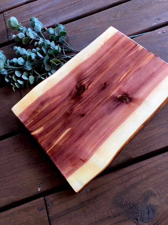 Wooden Cheese Board Charcuterie Tray Cedar Live Edge Etsy
