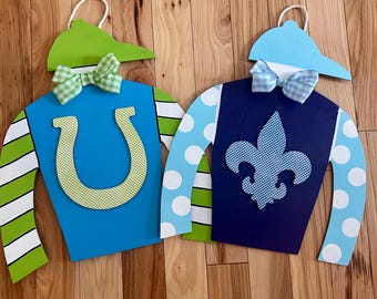 Jockey Silk Door Hanger: Kentucky Derby Racehorse Decor