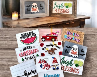 Interchangeable Home Sign: Farmhouse Door Hanger with Seasonal Inserts