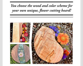 Custom Dried Flower Resin Cutting Board: Handmade Wood Art